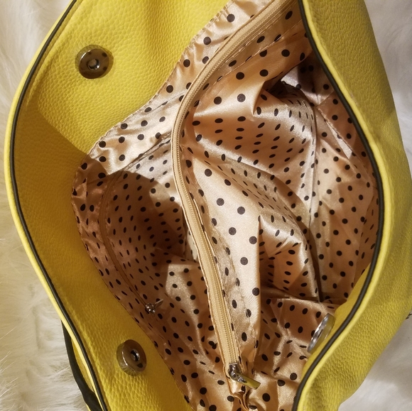 YELLOW RHINESTONE BLING DESIGN HOBO HANDBAG - Picture 8 of 8